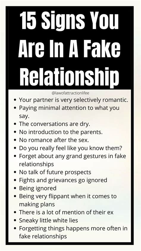 what are the signs of a fake relationship